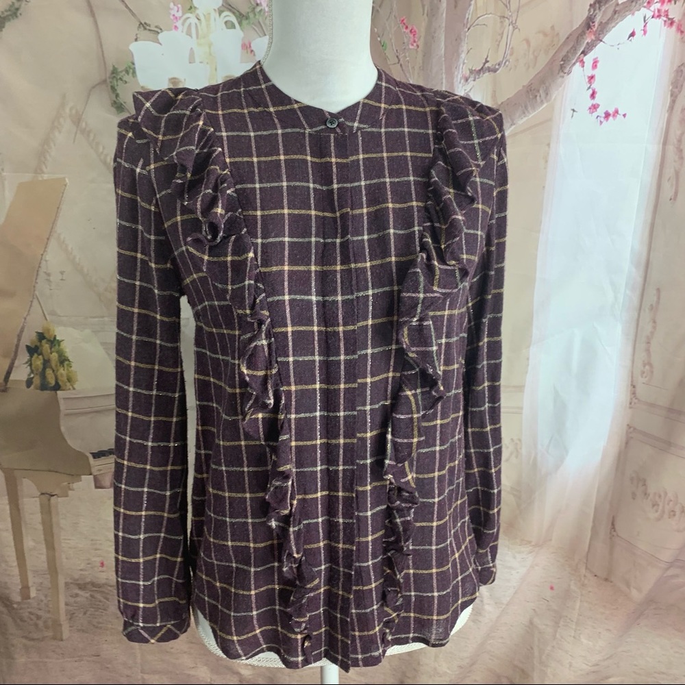 Madewell Plaid Ruffle-Front Top - Picture 5 of 13